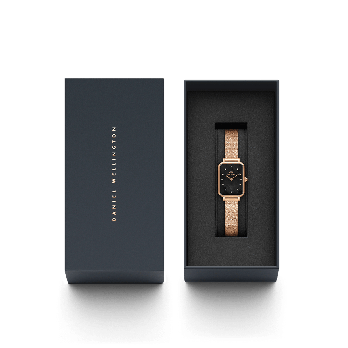 Quadro Lumine Pressed Piano Black MoP Rose Gold