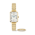 Quadro Roman Numerals Date + Pavé Ring 3mm Gold Set