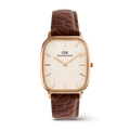 Marlon Brown Croc Belly Linen Rose Gold