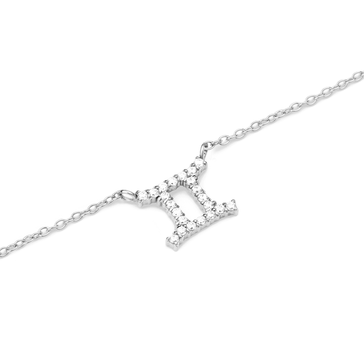 Crystal Zodiac Chain Necklace Silver