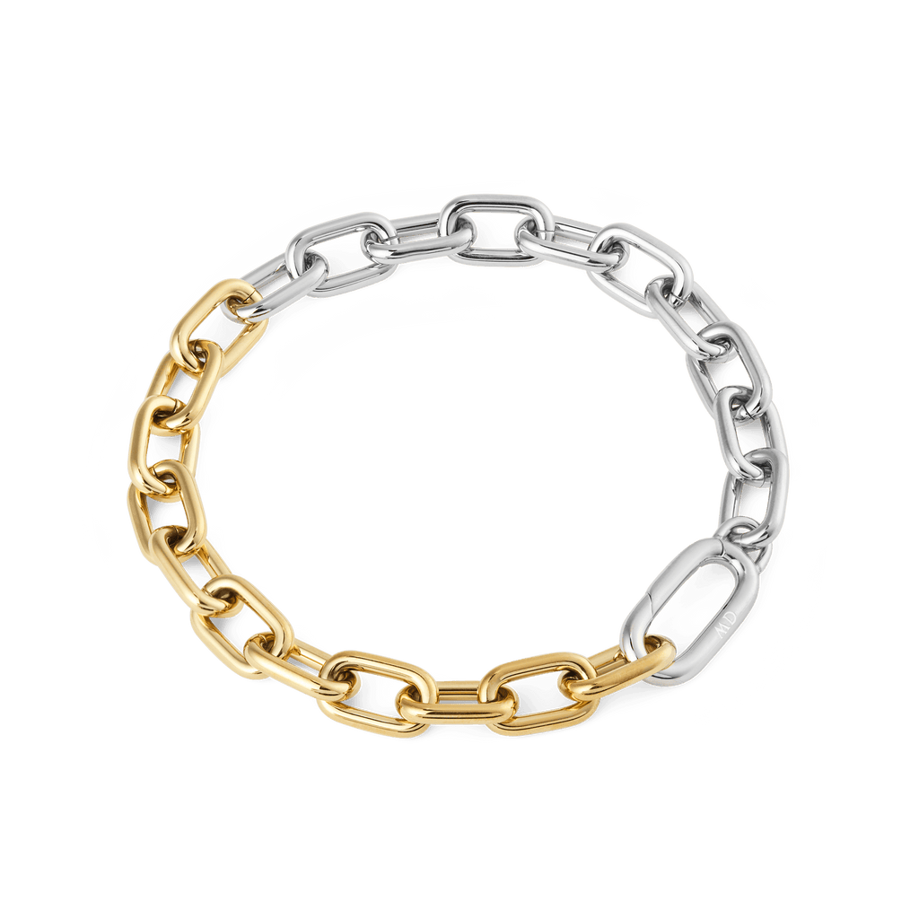 Contrast Link Bracelet Two Tone Gold