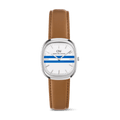 Cort Tan Brown Leather White-Blue Silver