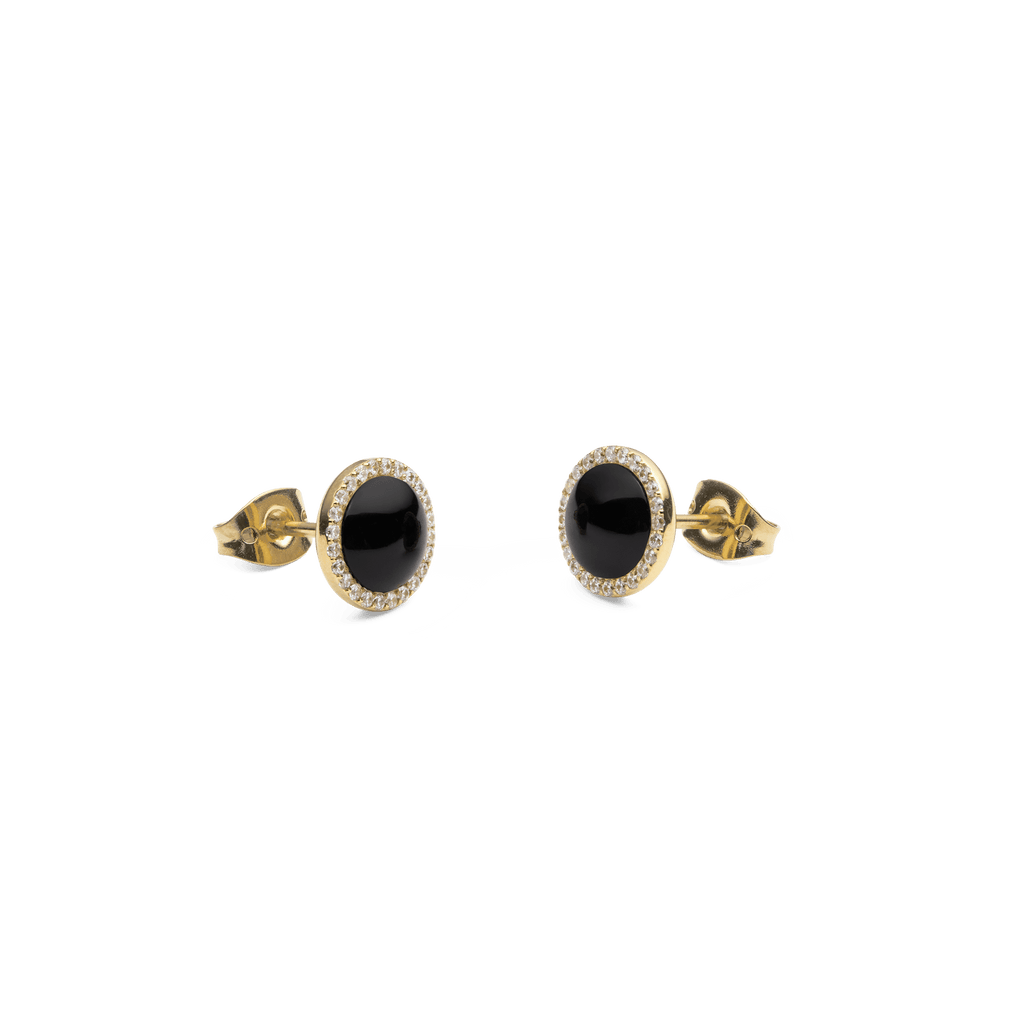 Audrey Earrings Black Agathe Gold