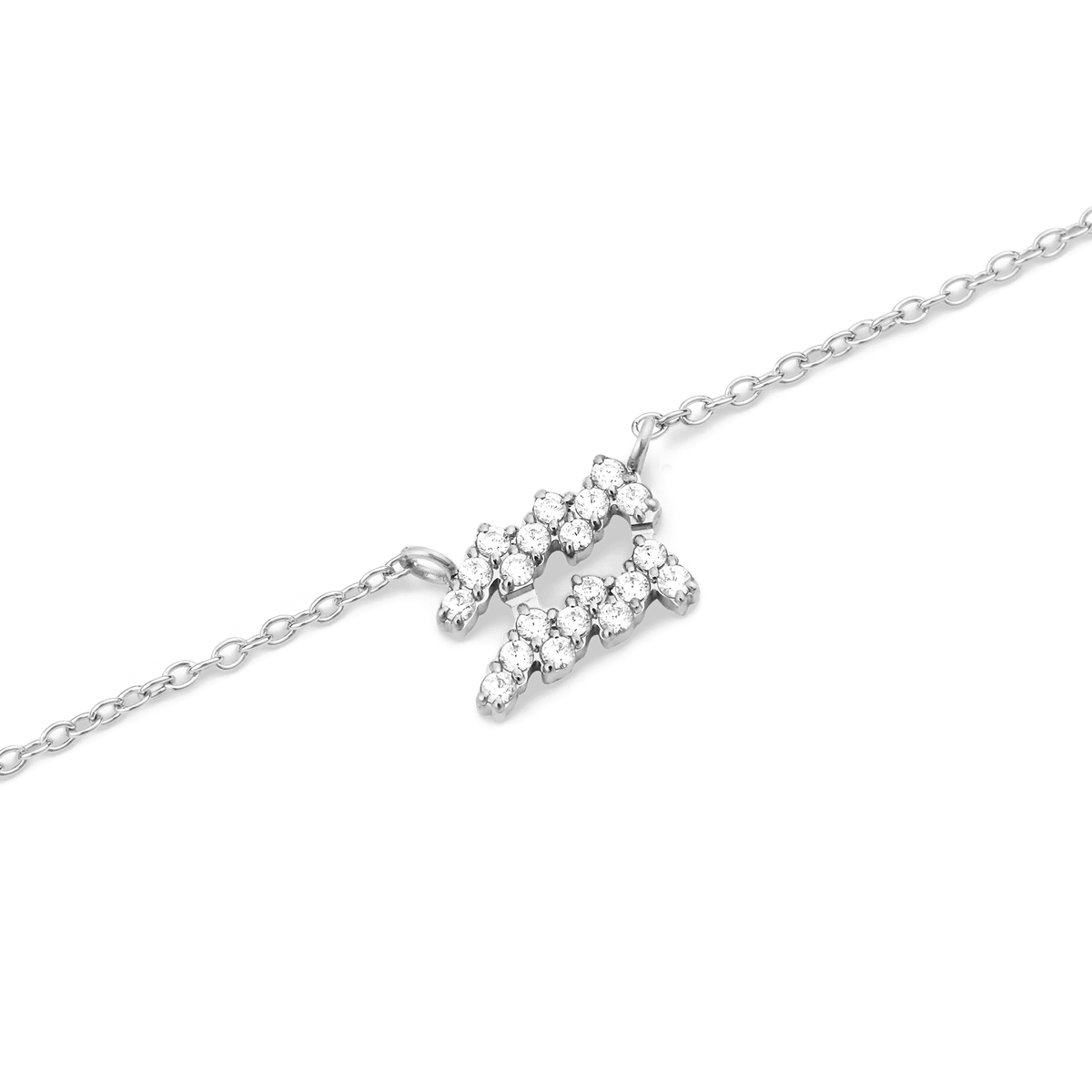 Crystal Zodiac Chain Necklace Silver