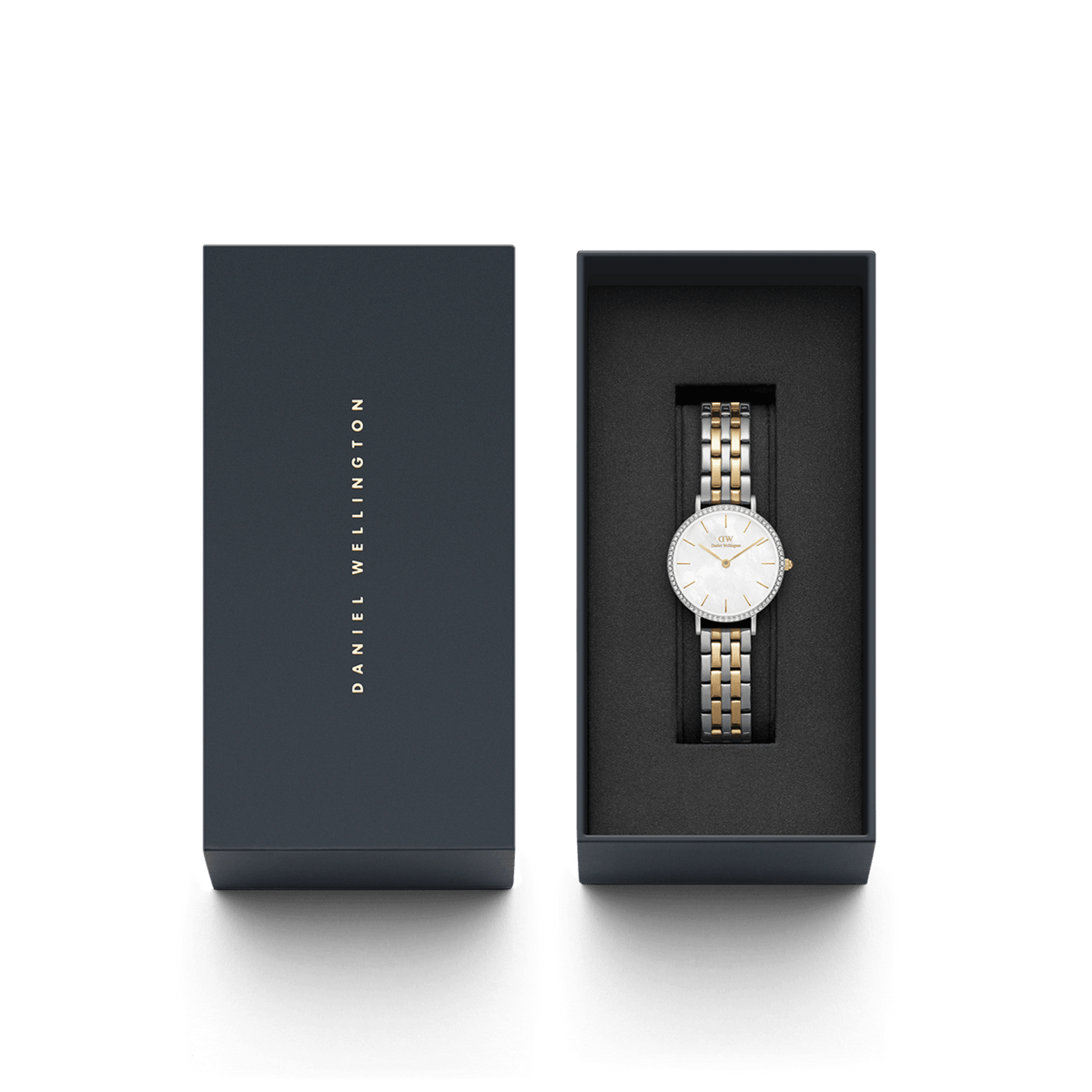 Petite Lumine Bezel 5-Link Two-Tone MOP Silver