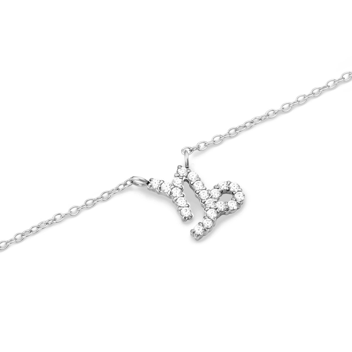 Crystal Zodiac Chain Necklace Silver