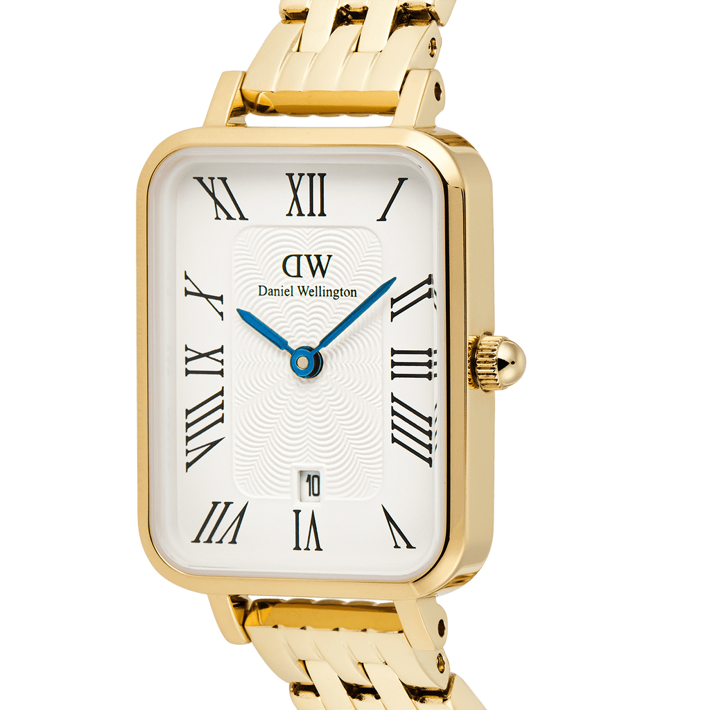 Quadro Roman Numerals Date + Classic Lumine Bracelet Gold Set