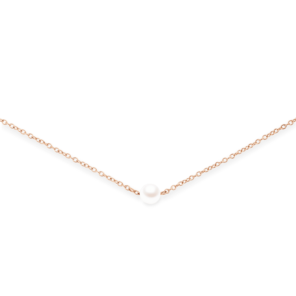 Pearl Step Necklace Rose Gold
