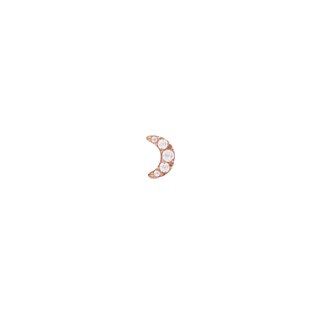 Crystal Moon Stud Rose Gold