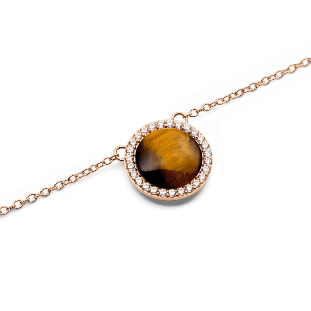 Audrey Necklace Tiger Eye Rose Gold
