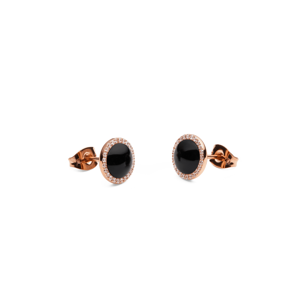 Audrey Earrings Black Agathe Rose Gold