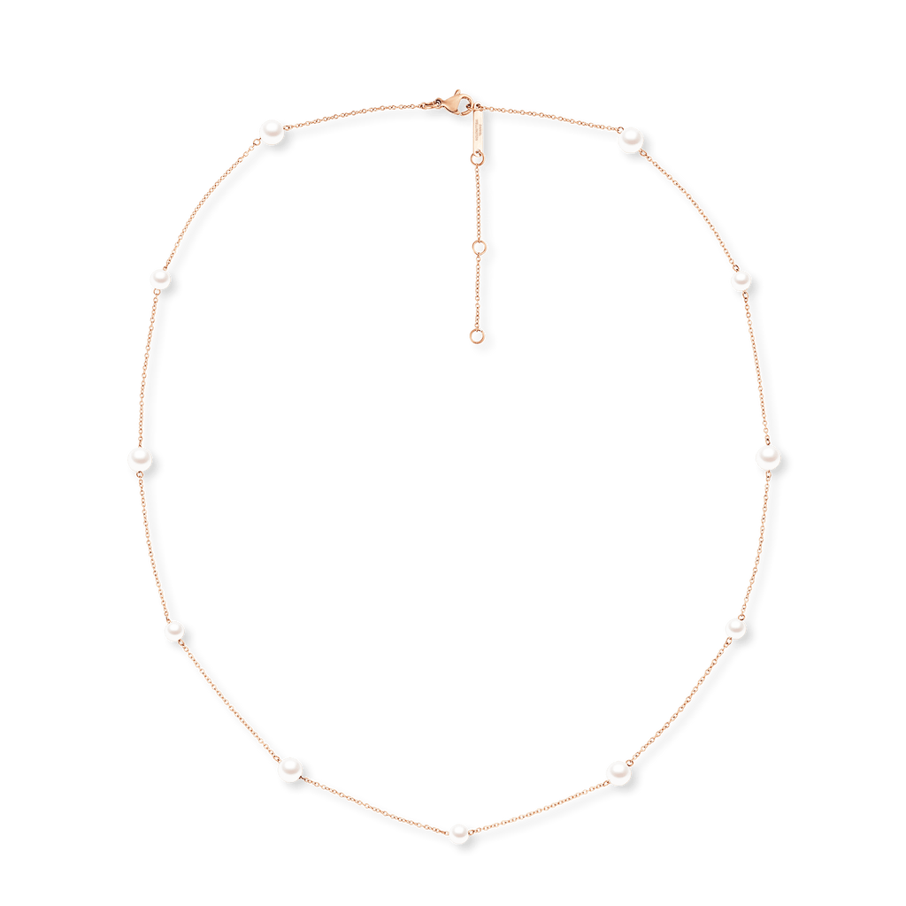 Pearl Step Necklace Rose Gold