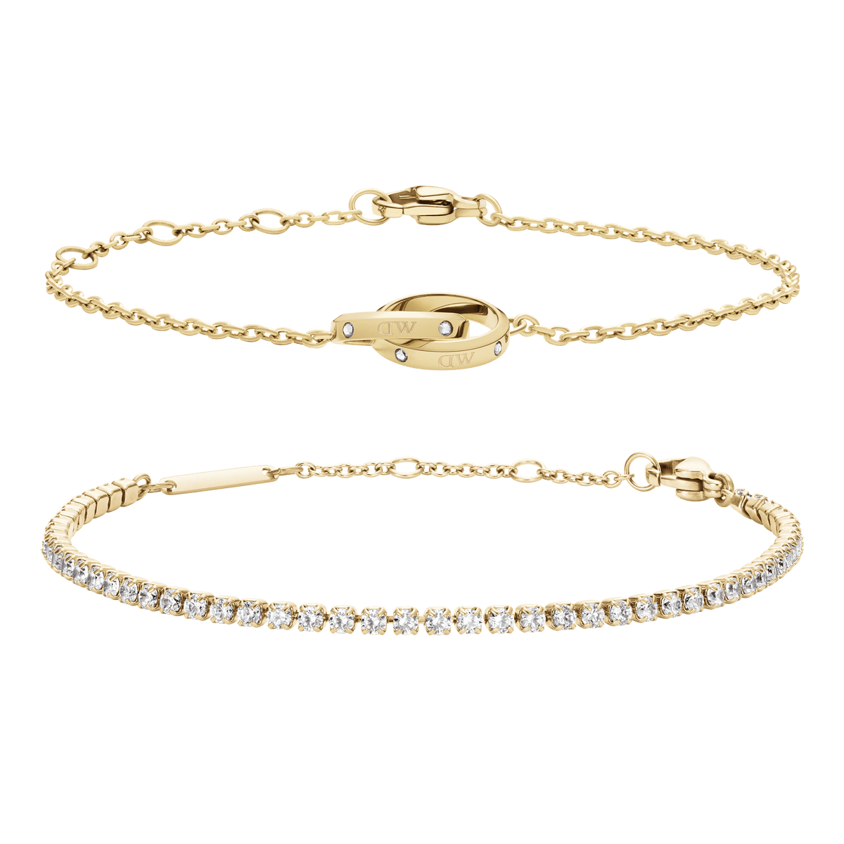 Tennis Bracelet + Lumine Unity Bracelet Gold