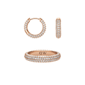 Pavé Ring & Earrings Rose Gold Set